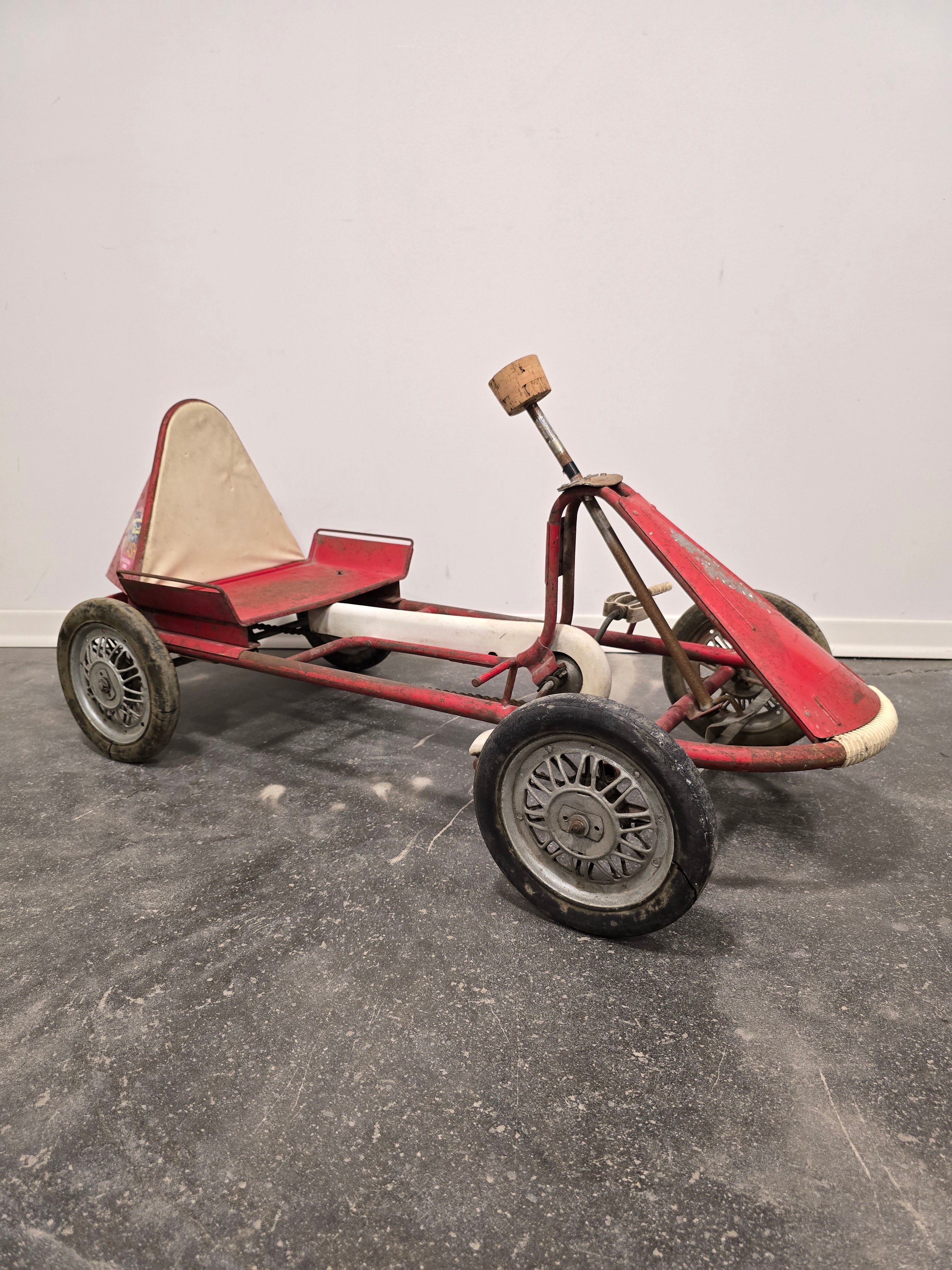 Vintage_Italian_Child's_Pedal_Go-Kart_in_Red_Tubular_Steel_with_Number_8_Racing_Graphics,_Mid-20th_Century