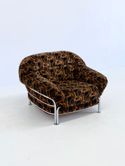 Italian_Lounge_Chair_with_Tubular_Frame_and_Patterned_Upholstery,_1970s