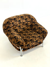 Italian_Lounge_Chair_with_Tubular_Frame_and_Patterned_Upholstery,_1970s