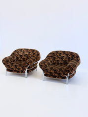 Italian_Lounge_Chair_with_Tubular_Frame_and_Patterned_Upholstery,_1970s