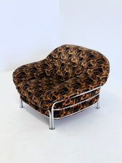 Italian_Lounge_Chair_with_Tubular_Frame_and_Patterned_Upholstery,_1970s