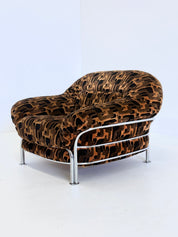 Italian_Lounge_Chair_with_Tubular_Frame_and_Patterned_Upholstery,_1970s