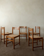 Set_of_5_Italian_Dining_Chairs_by_Snaidero,_Lacquered_Wood_&_Woven_Paper_Cord,_Italy,_1970s
