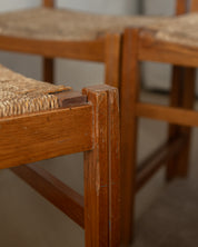 Set_of_5_Italian_Dining_Chairs_by_Snaidero,_Lacquered_Wood_&_Woven_Paper_Cord,_Italy,_1970s