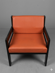 Set_of_2_Vintage_Lounge_Chairs_in_Black_Wood_and_Orange_Vinyl,_1970s–80s