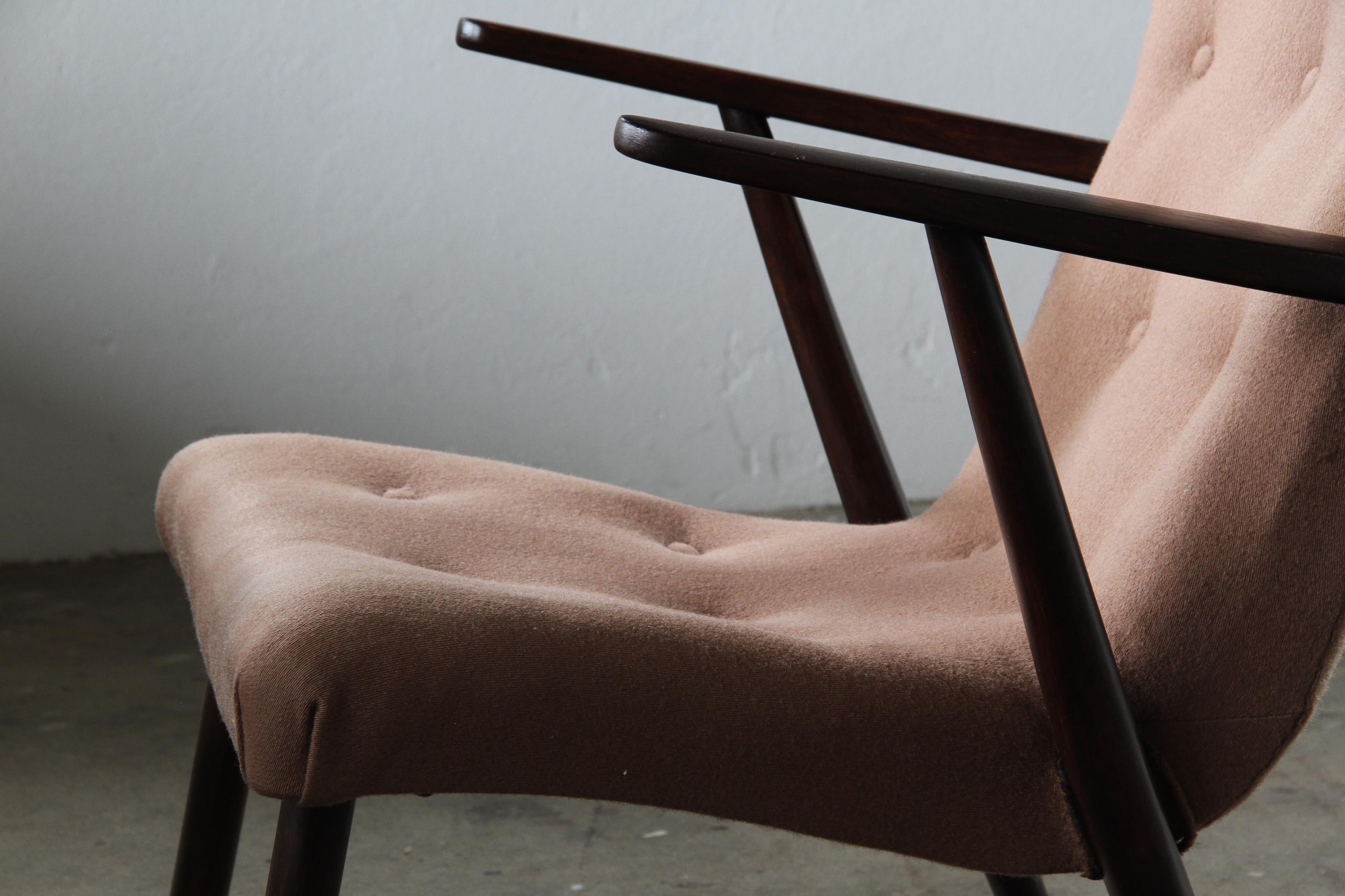 Danish_Mid-Century_Lounge_Chair_in_Dark_Beech_Wood_with_Original_Brown_Upholstery