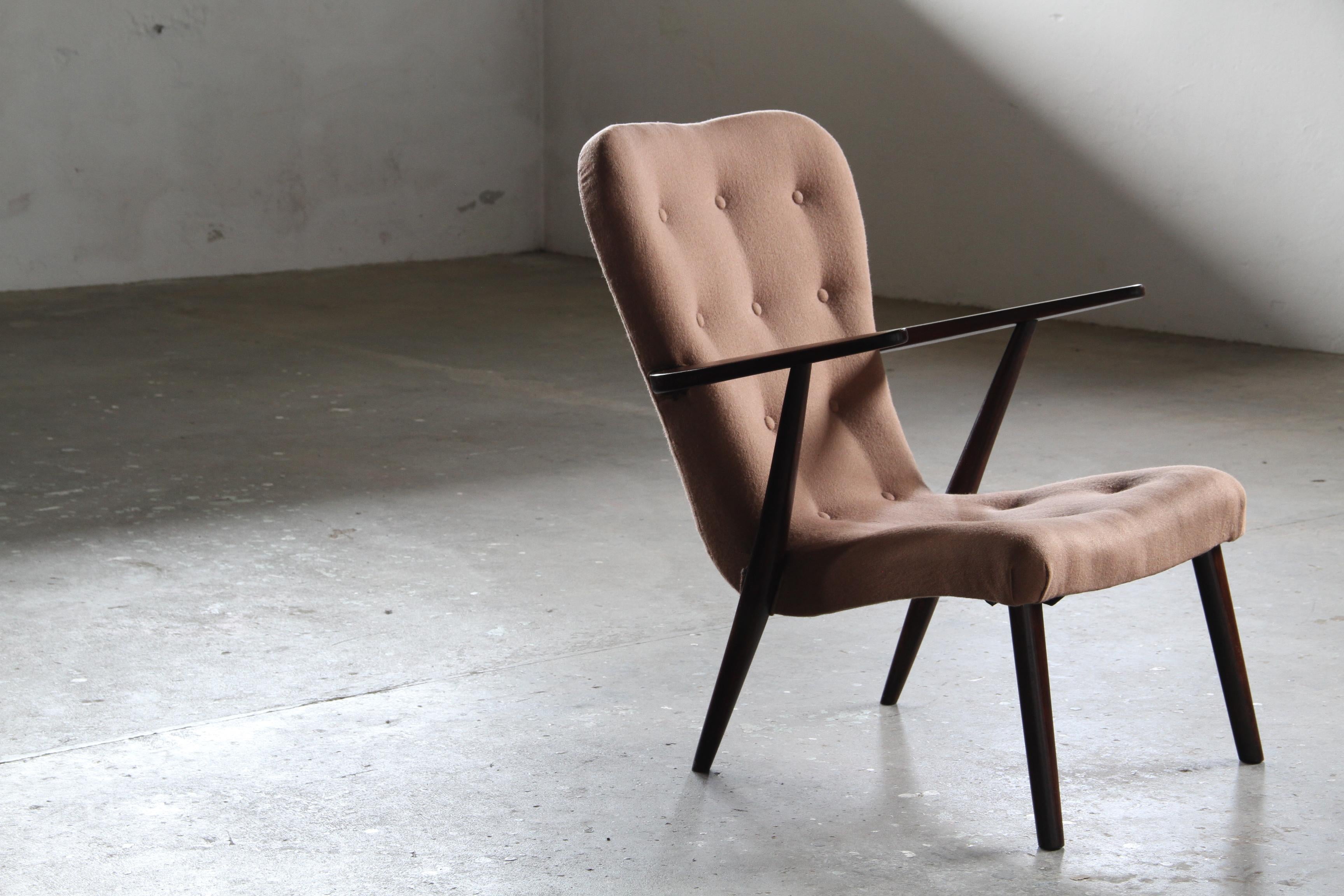 Danish_Mid-Century_Lounge_Chair_in_Dark_Beech_Wood_with_Original_Brown_Upholstery