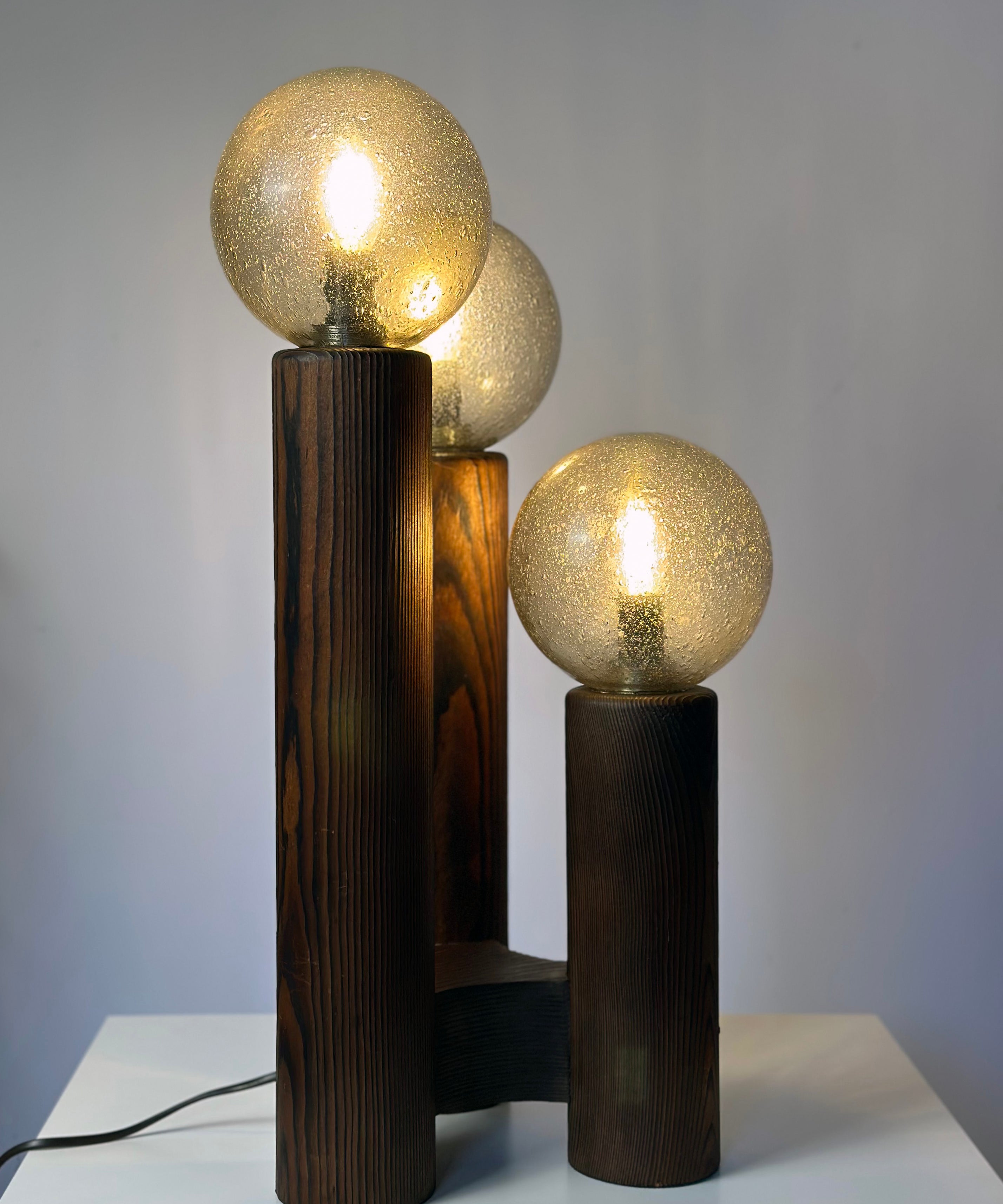 Temde_Leuchten_Model_19_Table_Lamp_in_Wood_and_Hand-Blown_Glass