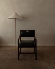 European_Modernist_Armchair_in_Dark_Wood_and_Black_Skai_Leatherette,_1960s–1970s
