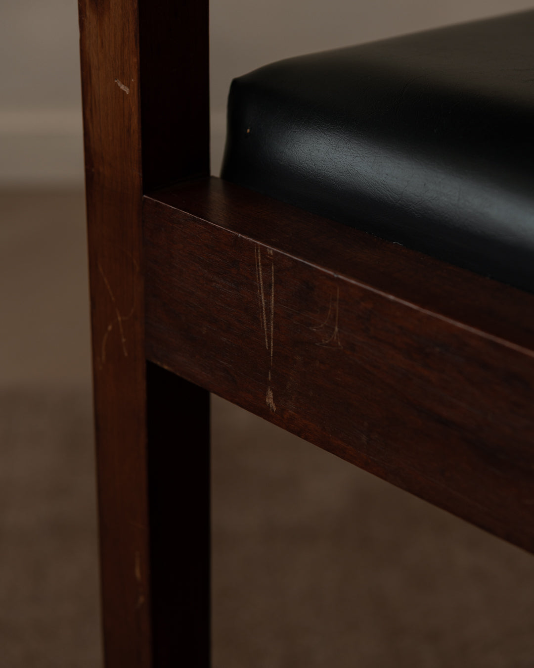 European_Modernist_Armchair_in_Dark_Wood_and_Black_Skai_Leatherette,_1960s–1970s