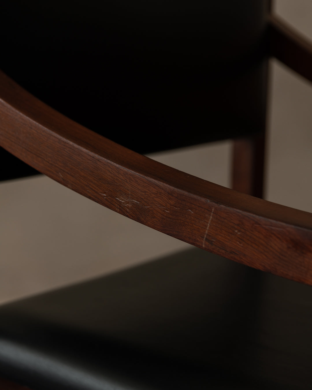 European_Modernist_Armchair_in_Dark_Wood_and_Black_Skai_Leatherette,_1960s–1970s