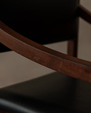 European_Modernist_Armchair_in_Dark_Wood_and_Black_Skai_Leatherette,_1960s–1970s