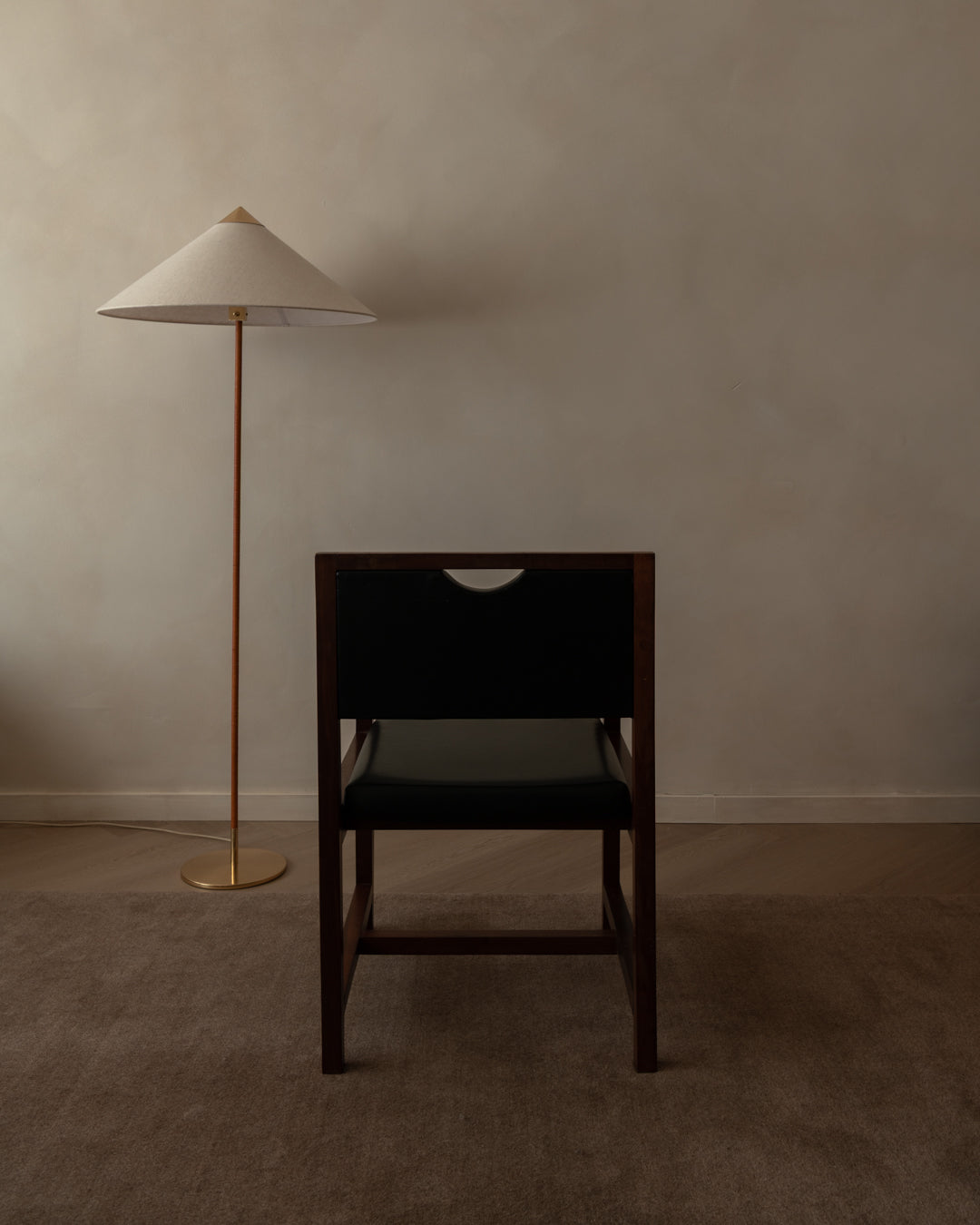European_Modernist_Armchair_in_Dark_Wood_and_Black_Skai_Leatherette,_1960s–1970s