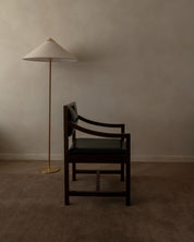 European_Modernist_Armchair_in_Dark_Wood_and_Black_Skai_Leatherette,_1960s–1970s