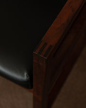 European_Modernist_Armchair_in_Dark_Wood_and_Black_Skai_Leatherette,_1960s–1970s