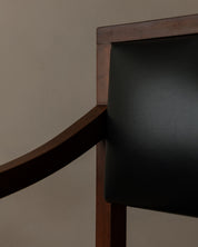 European_Modernist_Armchair_in_Dark_Wood_and_Black_Skai_Leatherette,_1960s–1970s