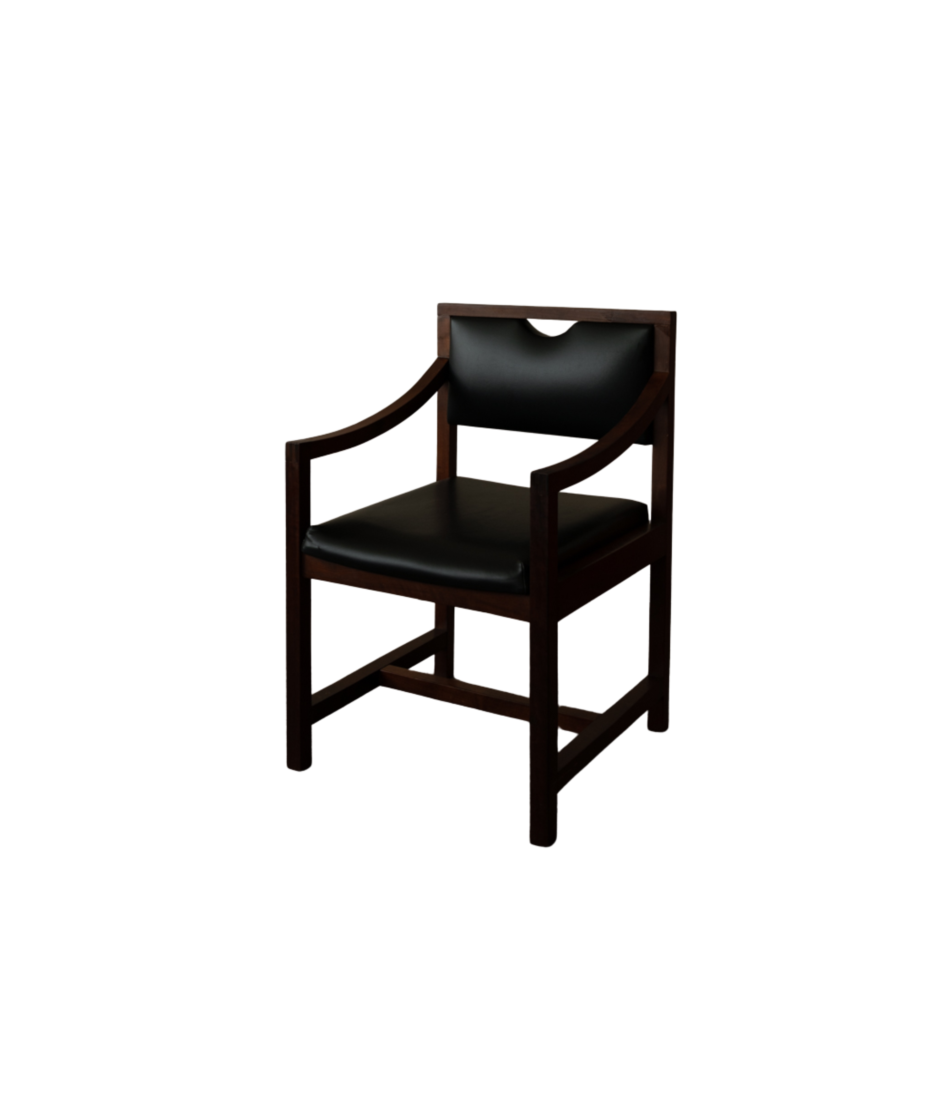 European_Modernist_Armchair_in_Dark_Wood_and_Black_Skai_Leatherette,_1960s–1970s