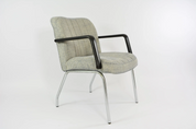 1970s_Office_Armchair_in_Mottled_Fabric_with_Chrome_Frame_and_Resin_Armrests
