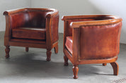 Set_of_2_Antique_Leather_Club_Armchairs_with_Curved_Armrests,_Art_Deco_Style,_Early_20th_Century