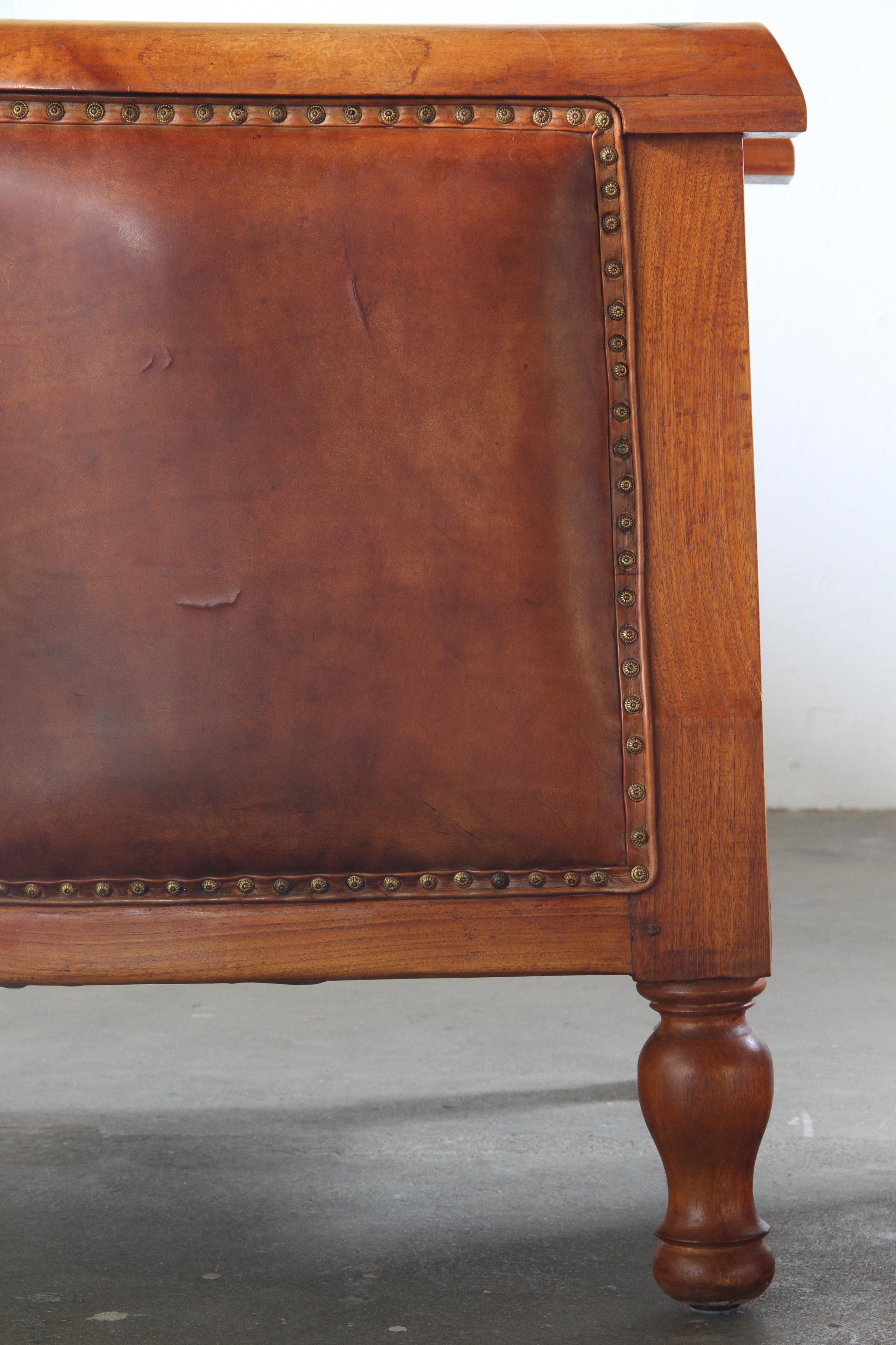 Set_of_2_Antique_Leather_Club_Armchairs_with_Curved_Armrests,_Art_Deco_Style,_Early_20th_Century