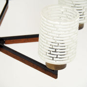 Six-Light_Brass,_Teak_and_Black_Metal_Chandelier_by_Philips,_Netherlands,_1960s