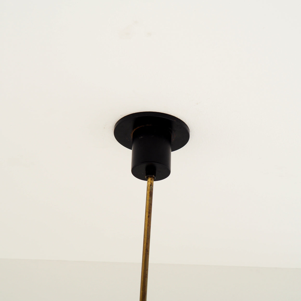 Six-Light_Brass,_Teak_and_Black_Metal_Chandelier_by_Philips,_Netherlands,_1960s