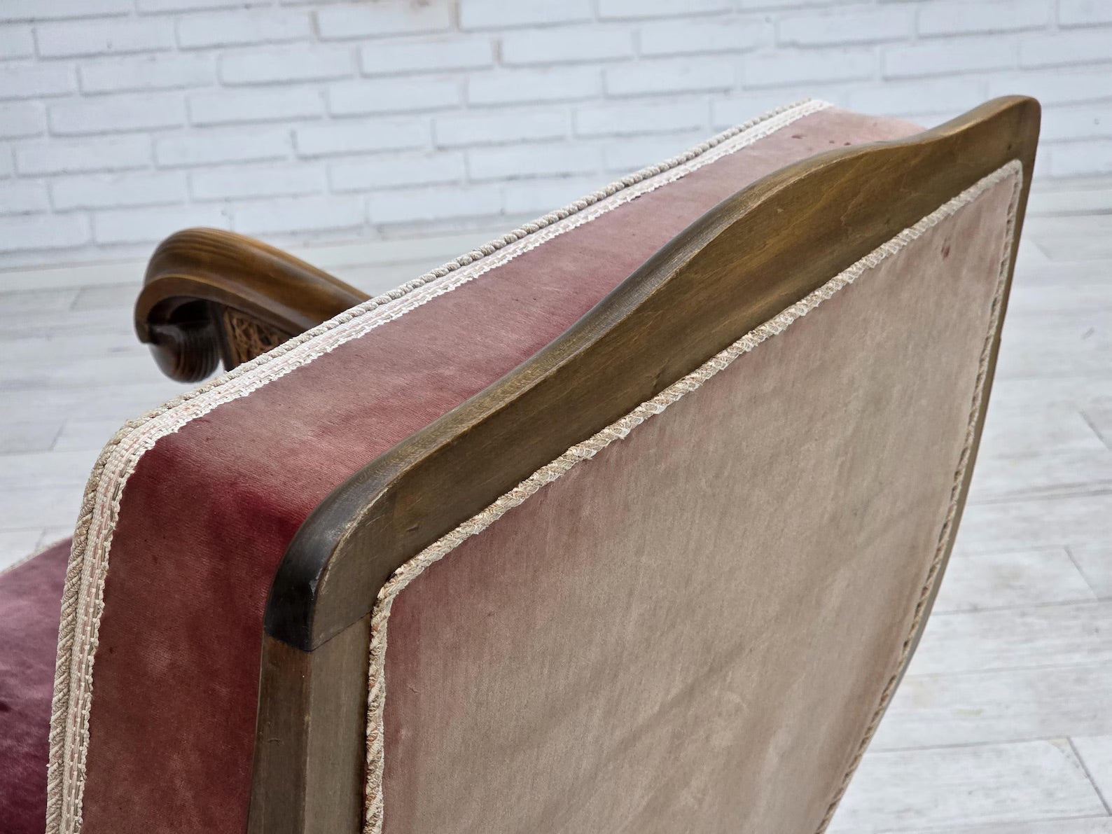 Vintage_Scandinavian_Armchair,_Oak_Frame_&_Textiles,_1940s_Denmark
