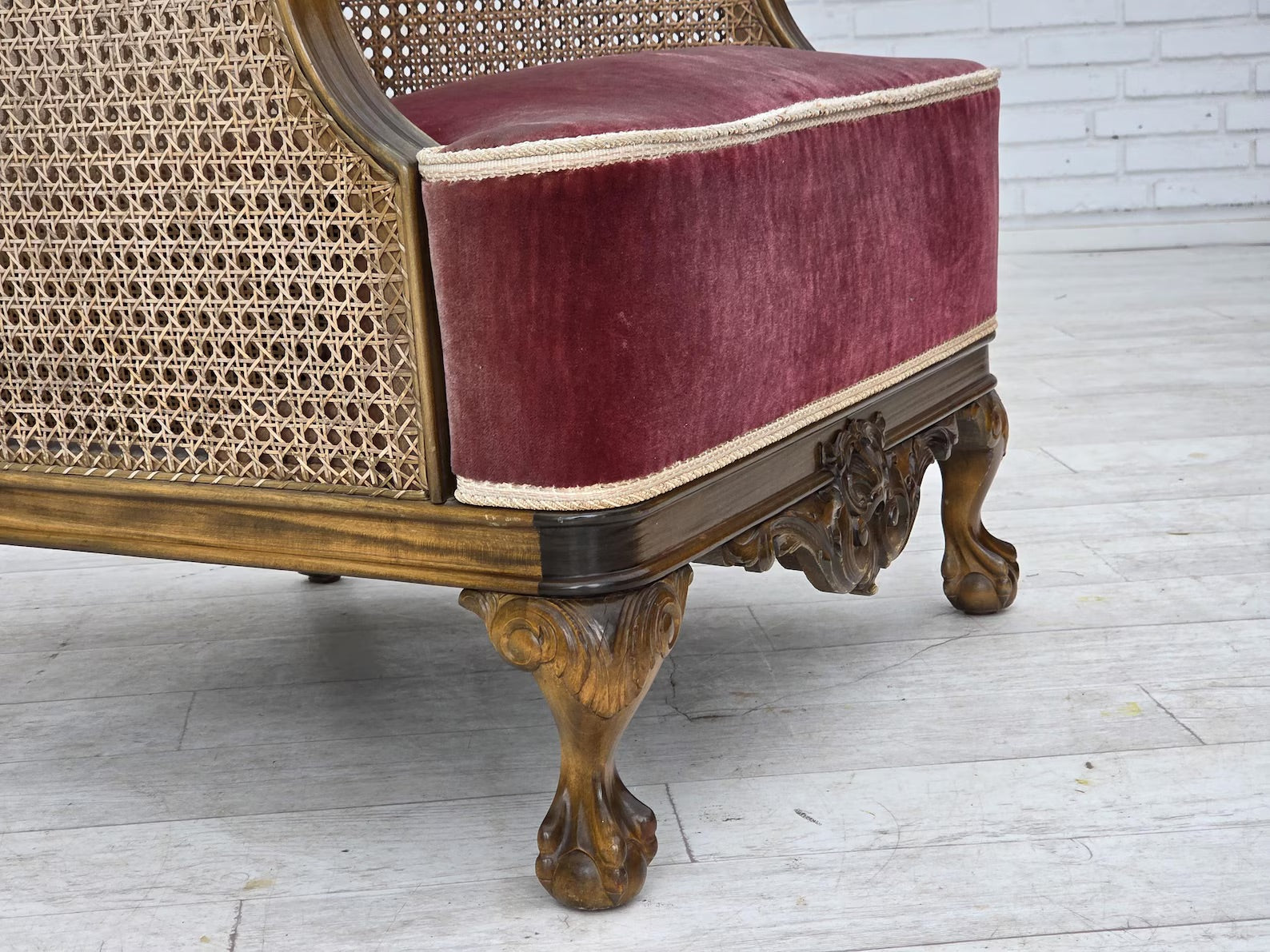 Vintage_Scandinavian_Armchair,_Oak_Frame_&_Textiles,_1940s_Denmark