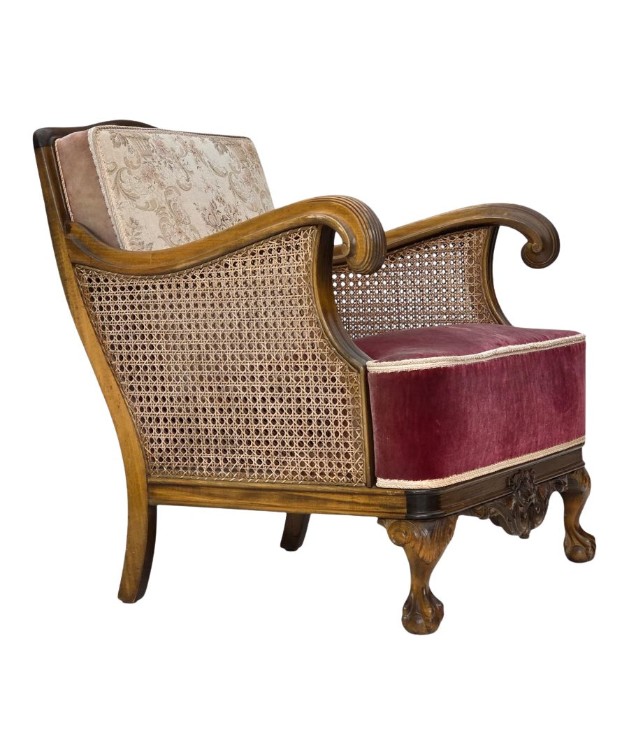 Vintage_Scandinavian_Armchair,_Oak_Frame_&_Textiles,_1940s_Denmark