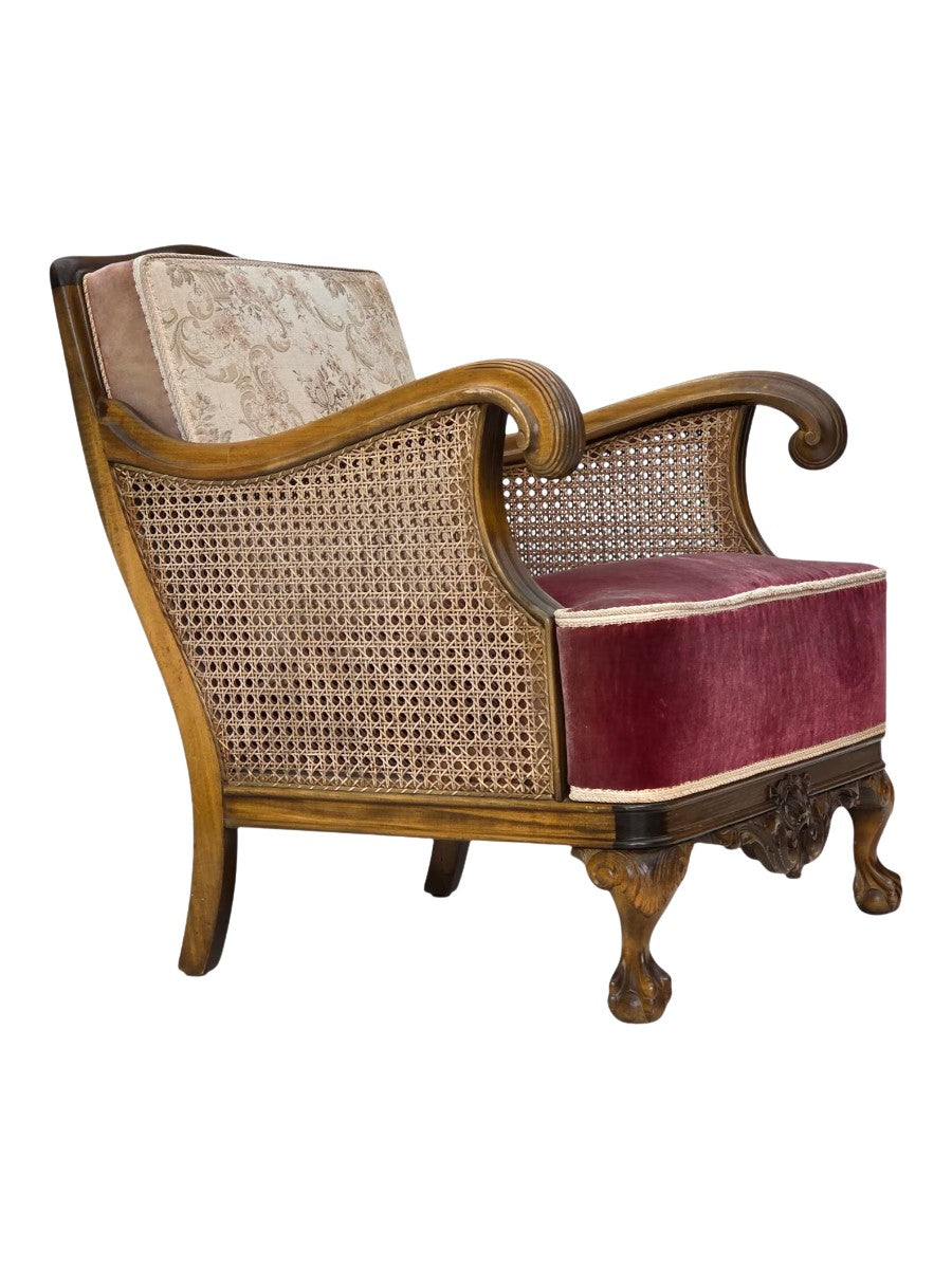 Vintage_Scandinavian_Armchair,_Oak_Frame_&_Textiles,_1940s_Denmark