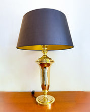 XXL_Brass_Table_Lamp_by_Krisna_Brass,_Hollywood_Regency_Style,_Black_&_Gold_Shade