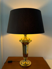 XXL_Brass_Table_Lamp_by_Krisna_Brass,_Hollywood_Regency_Style,_Black_&_Gold_Shade
