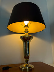 XXL_Brass_Table_Lamp_by_Krisna_Brass,_Hollywood_Regency_Style,_Black_&_Gold_Shade