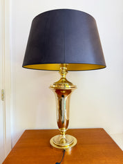 XXL_Brass_Table_Lamp_by_Krisna_Brass,_Hollywood_Regency_Style,_Black_&_Gold_Shade