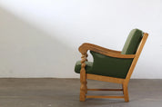 Danish_Brutalist_Oak_Lounge_Chair_with_Green_Wool_Upholstery,_Attributed_to_Henning_Kjærnulf,_1960s