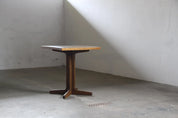 Danish_Mid-Century_Modern_Dark-Stained_Oak_Pedestal_Table_with_Four-Star_Base,_Possibly_O.D._Møbler,_1970s