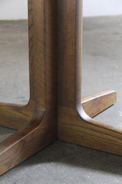 Danish_Mid-Century_Modern_Dark-Stained_Oak_Pedestal_Table_with_Four-Star_Base,_Possibly_O.D._Møbler,_1970s