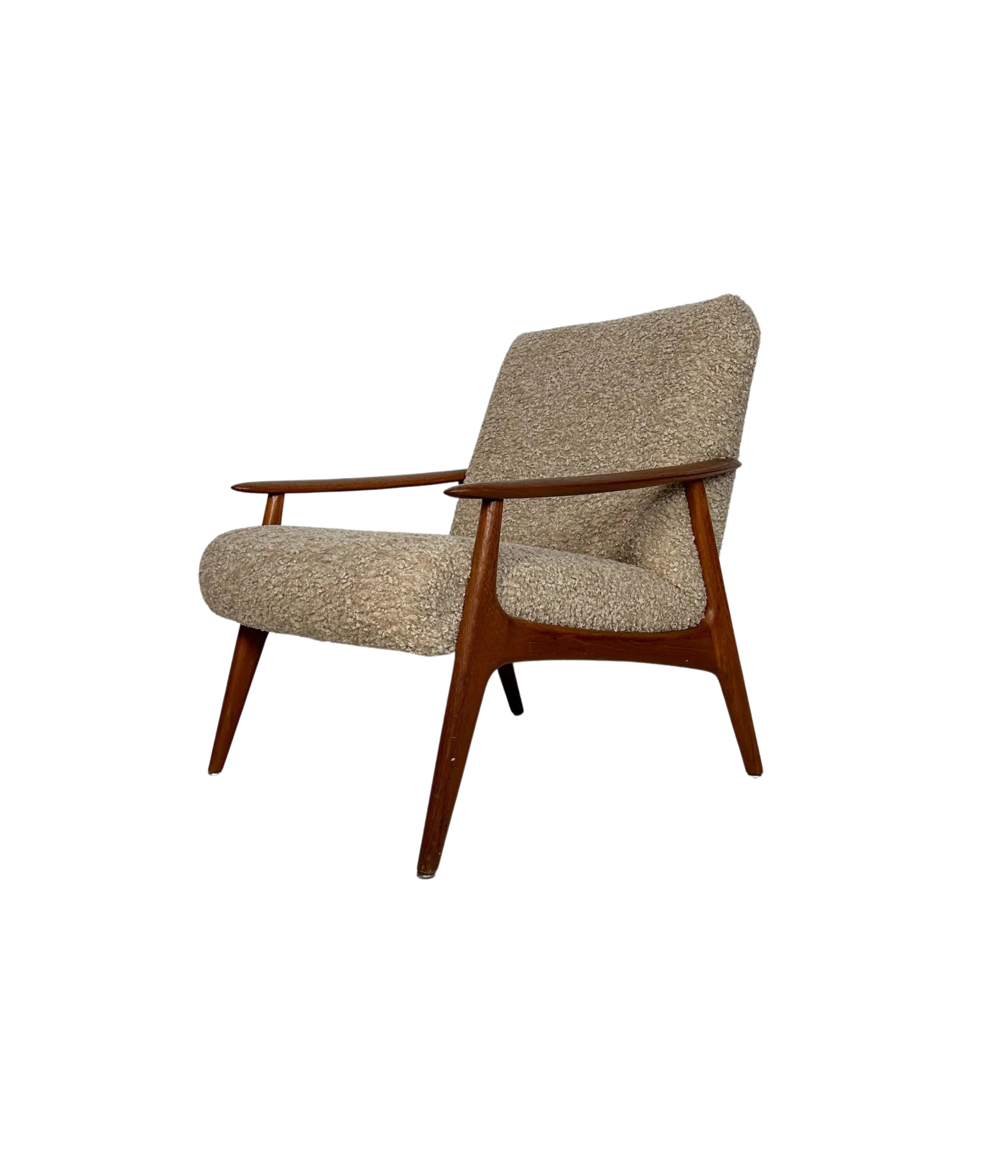 Vintage_Teak_Armchair_with_Beige_Bouclé_Upholstery,_Mid-Century_Modern_Design,_1960s