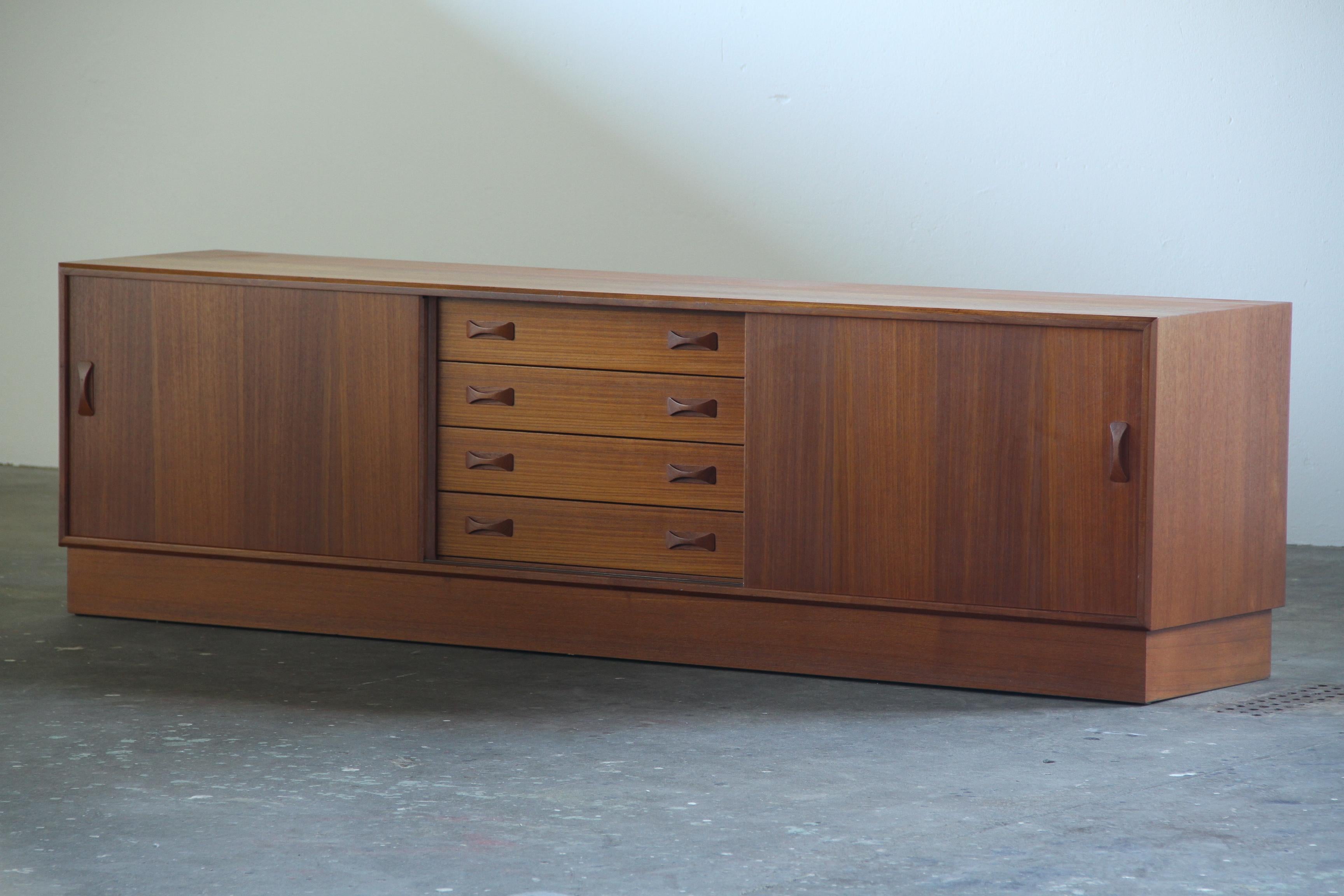 Danish_Mid-Century_Teak_Low_Sideboard_by_Clausen_&_Son_with_Sliding_Doors,_1960s