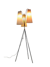 Vintage_Tripod_Floor_lamp_in_brass_and_plisse,_1950s