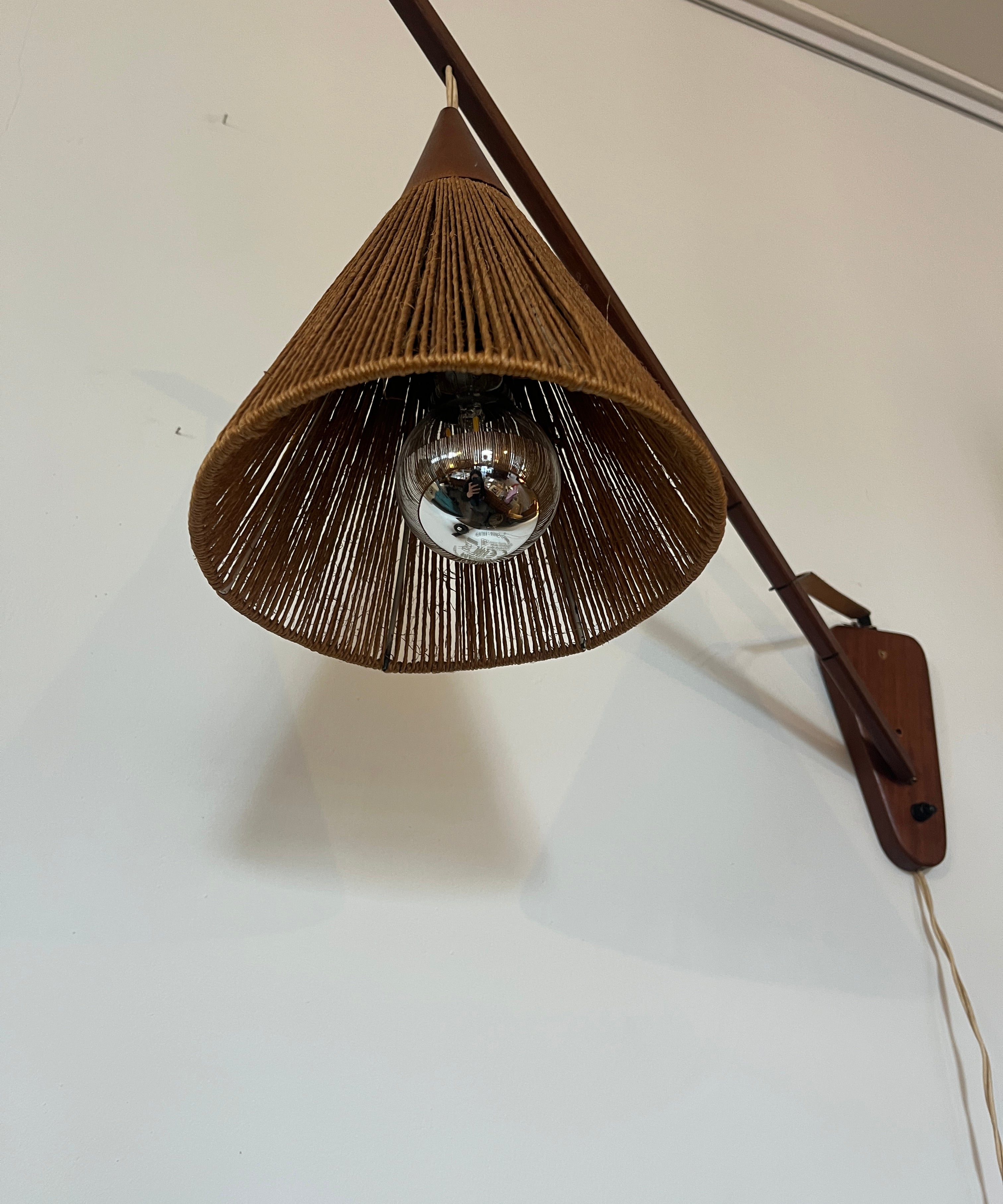 Temde_Leuchten_Adjustable_Teak_Wall_Lamp_with_Cord_Shade,_Germany,_1960s