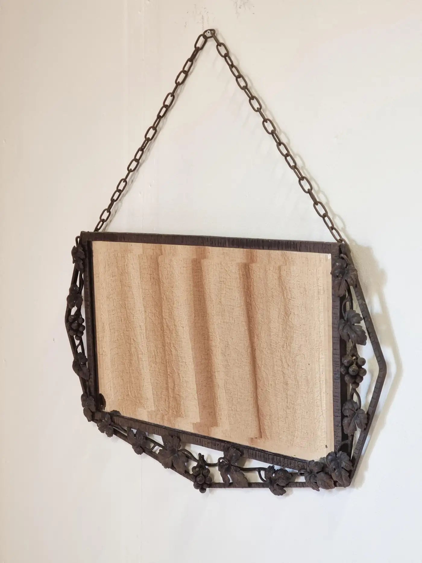 French_Art_Deco_Wall_Mirror,_Iron_Frame,_Geometric_Design,_1930s