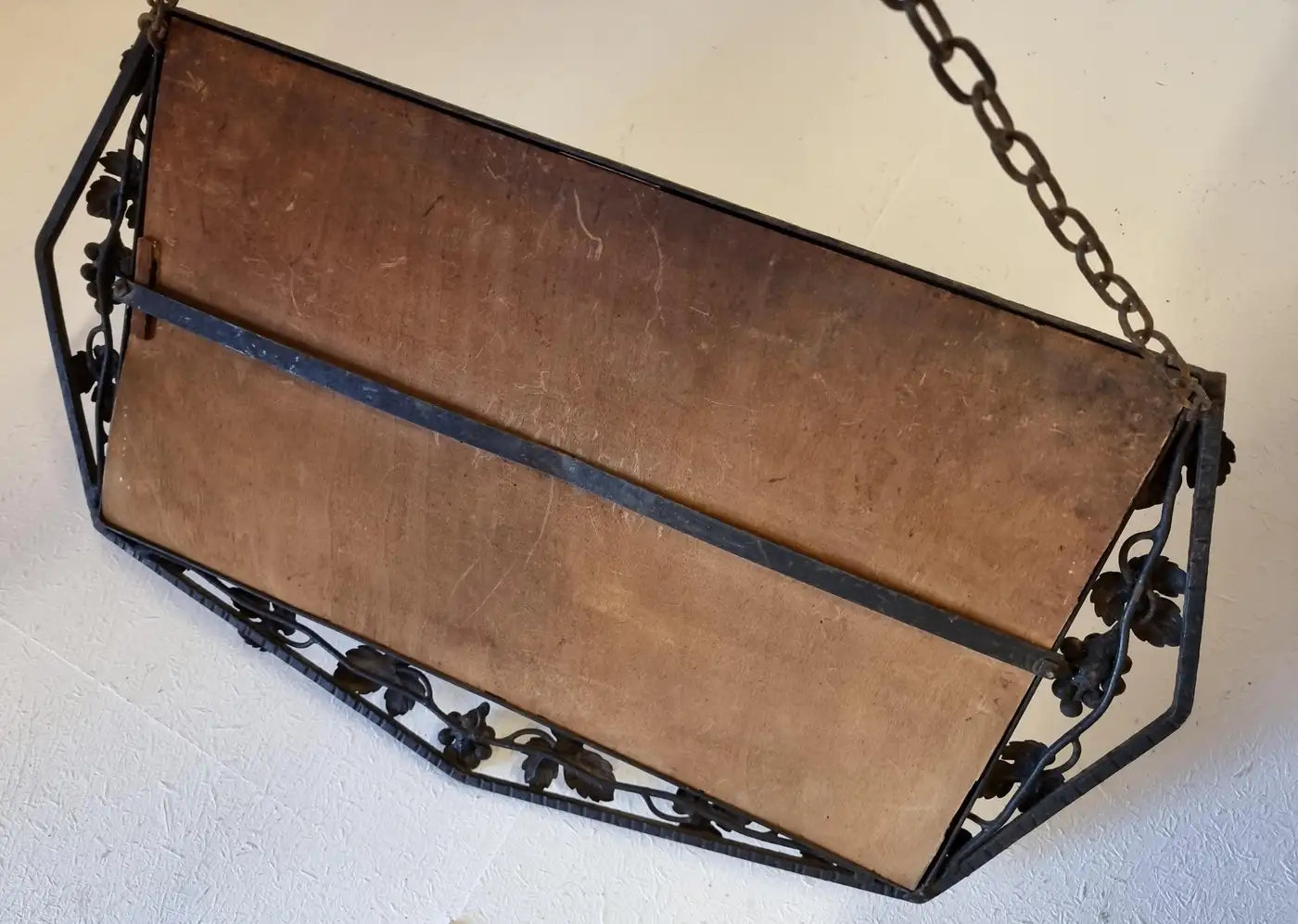 French_Art_Deco_Wall_Mirror,_Iron_Frame,_Geometric_Design,_1930s