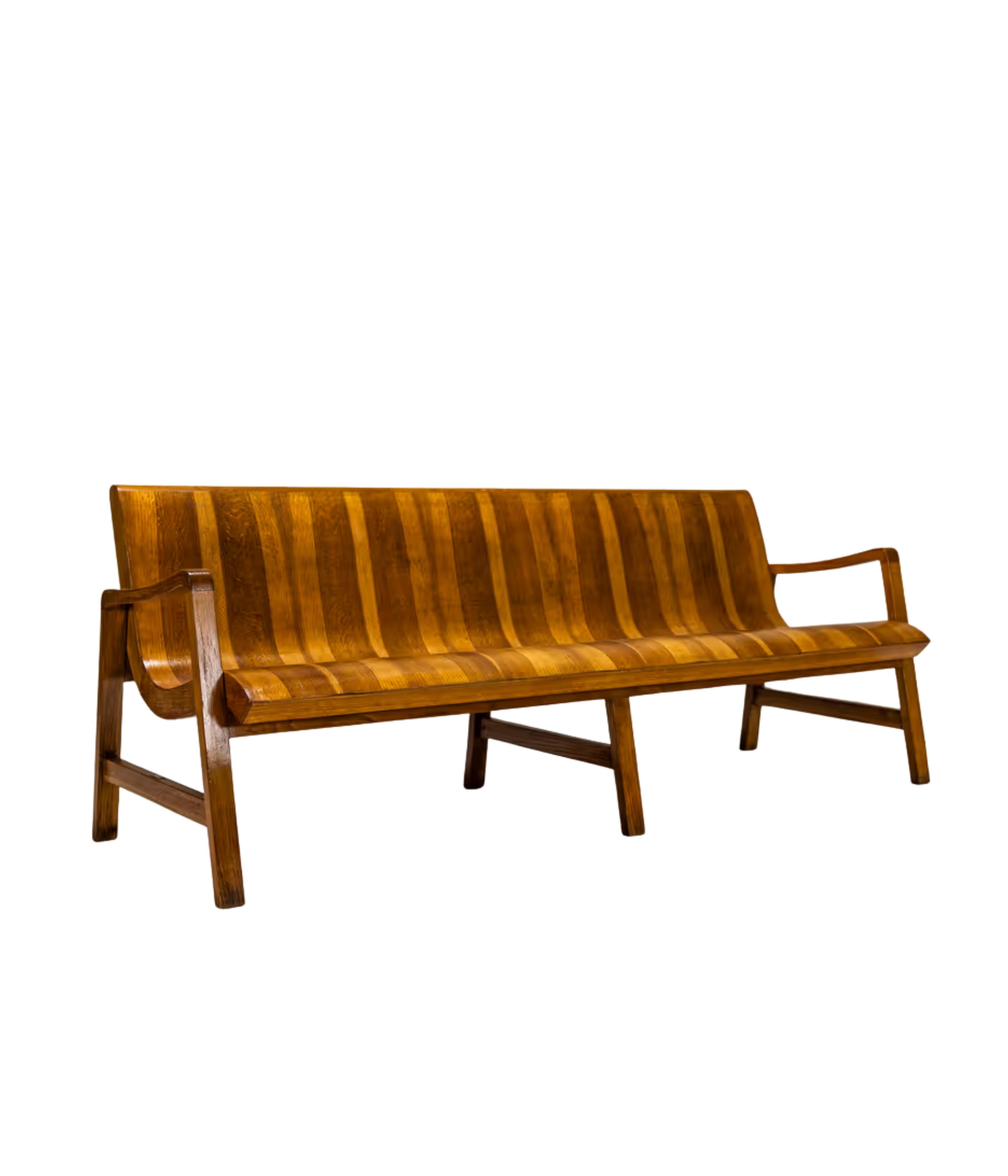 Wave-Shaped_Bench_in_Walnut_with_Two-tone_Veneering,_Italy_1950s