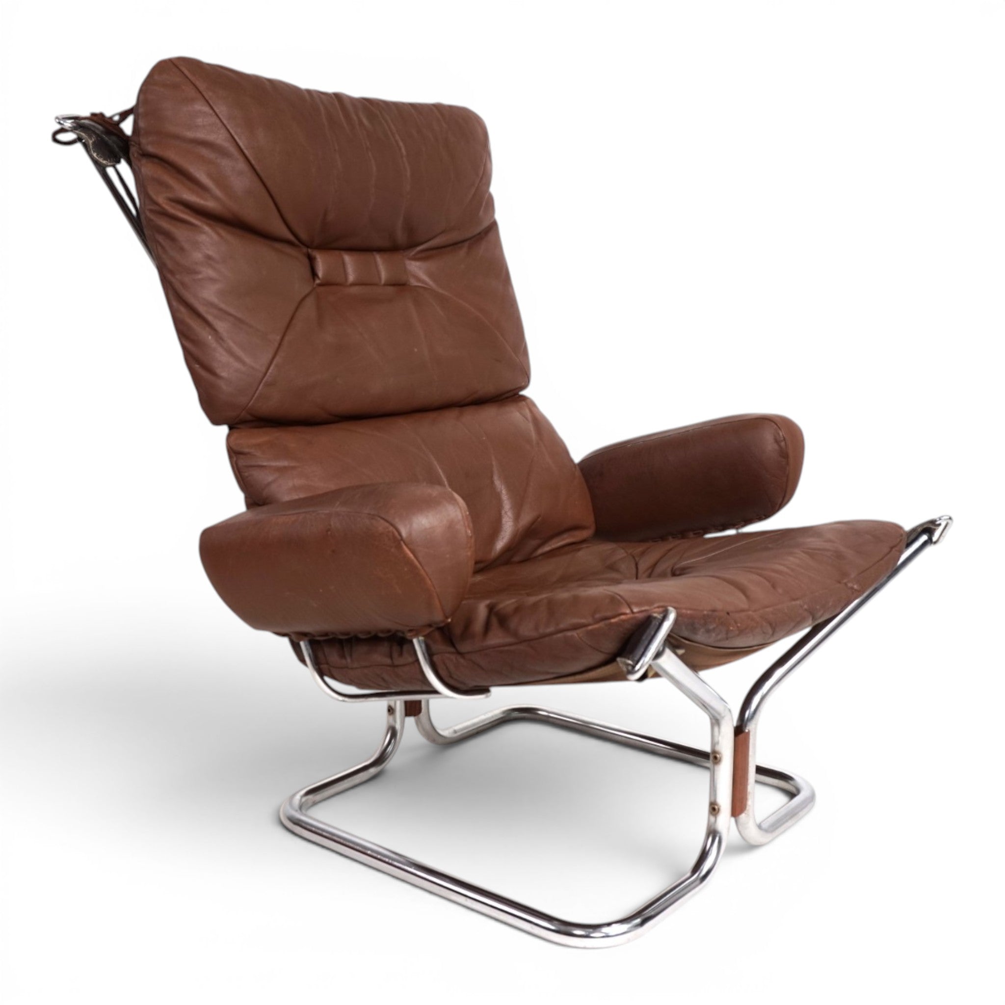 Harald_Relling_Wing_Lounge_Chair_for_Westnofa_in_Leather_and_Chrome,_Norway_1970s