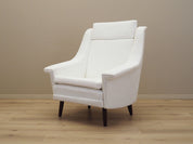 Danish_Modern_White_Armchair_with_Fabric_Upholstery,_1970s,_Denmark