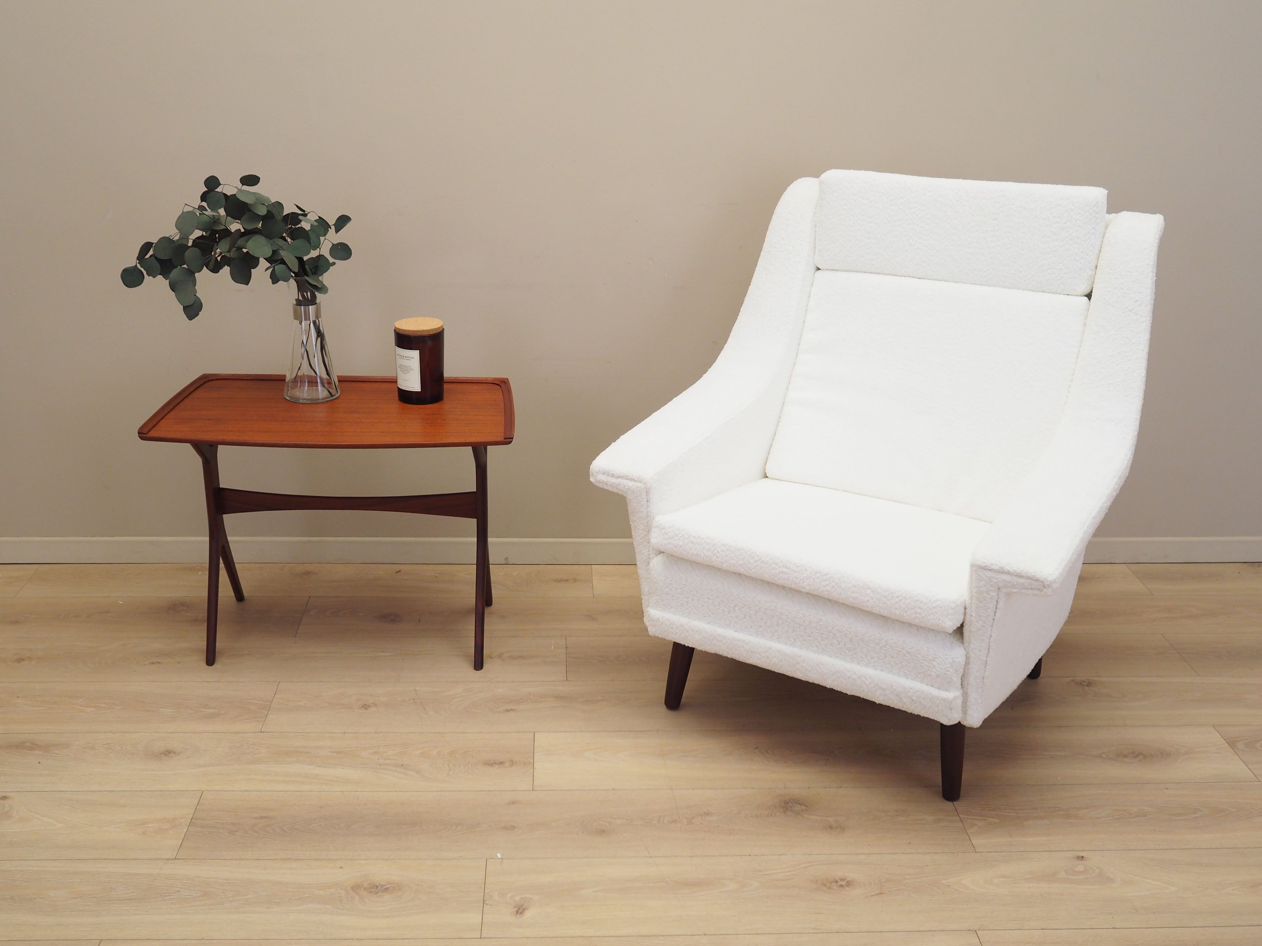 Danish_Modern_White_Armchair_with_Fabric_Upholstery,_1970s,_Denmark