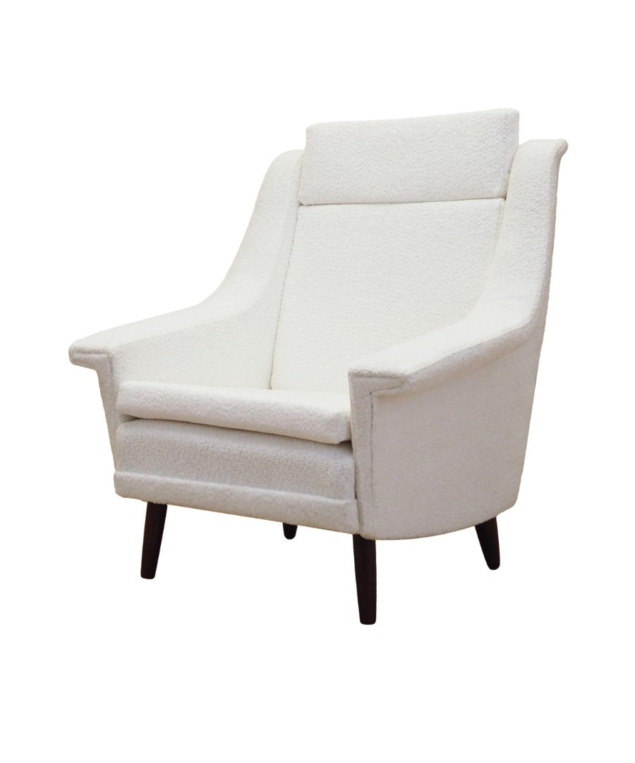 Danish_Modern_White_Armchair_with_Fabric_Upholstery,_1970s,_Denmark