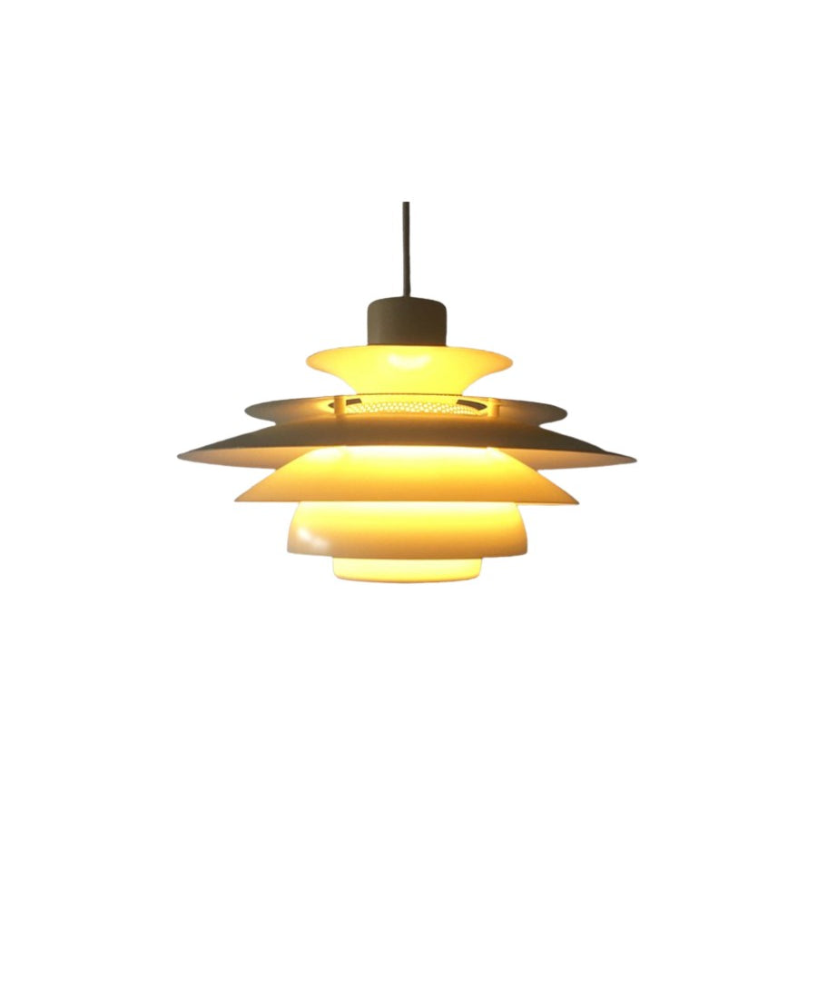 White_Layered_Metal_Pendant_Lamp_by_Jeka,_1980s,_Denmark