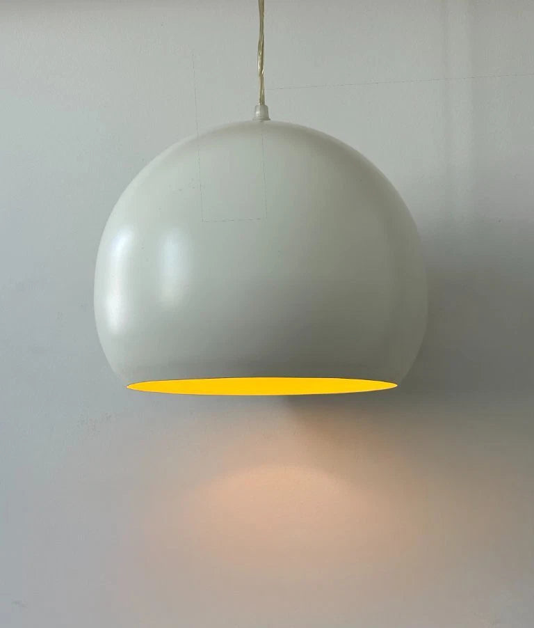 White_Metal_Pendant_Lamp,_Minimalist_Design,_France_1980s